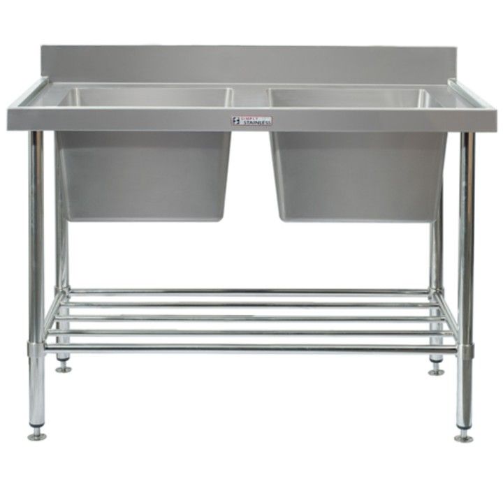 Simply Stainless 06.7.1500 Double sink bench with splash back